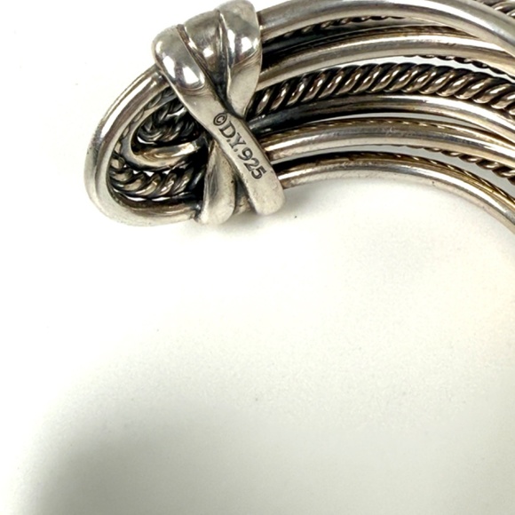 David Yurman Cable Crossover Multi Row Cable Cuff Sterling Silver Bracelet S - Picture 9 of 11